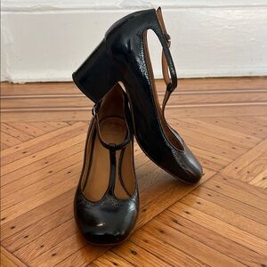 Sezane Black T-Strap Maryjane Heels